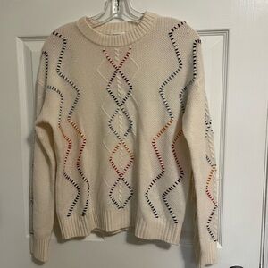 Minnie Rose Cream Sweater with Colorful Stitching